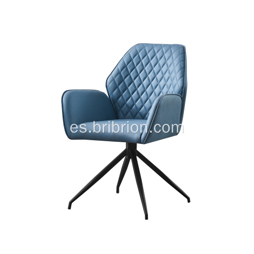 Silla de oficina giratoria de PU azul acolchado con diamante